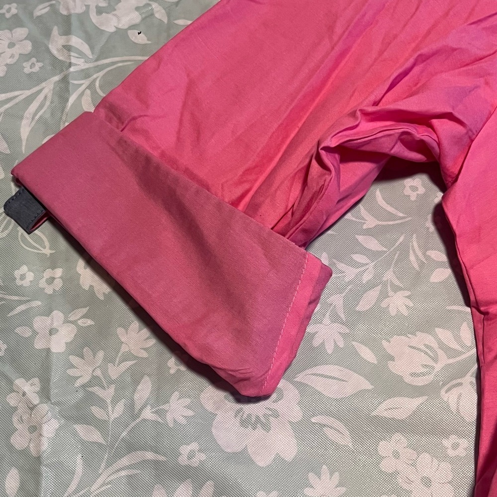 Tommy Hilfiger 2X Pink 1/2 Zip Roll‎ Tab Sleeve Cotton Popover Shirt NWT $79 - Picture 4 of 7